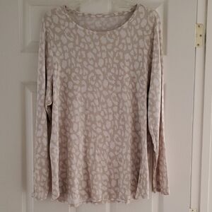 Apt. 9 Cream Leopard Print Long Sleeve Top